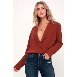 Free People | Elsa Rust Plunge Wrap Bodysuit